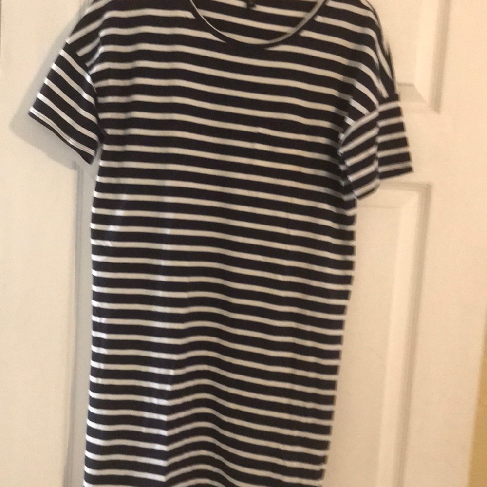 Express White & Navy Stripe T Shirt Dress XS